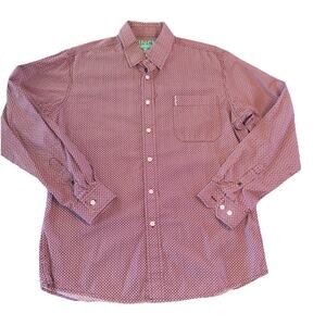 Cinch Modern Fit Mens Medium Maroon Geometric Long Sleeve Button Down Shirt